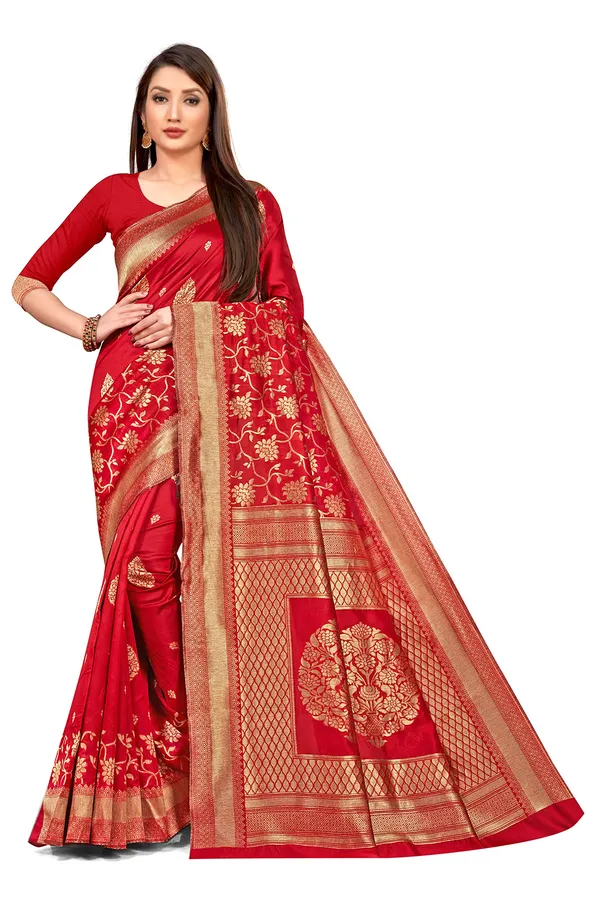 Red_Silk___Premium_&_Elegant_Banarasi_Saree_With_Blouse_Piece_For_Women