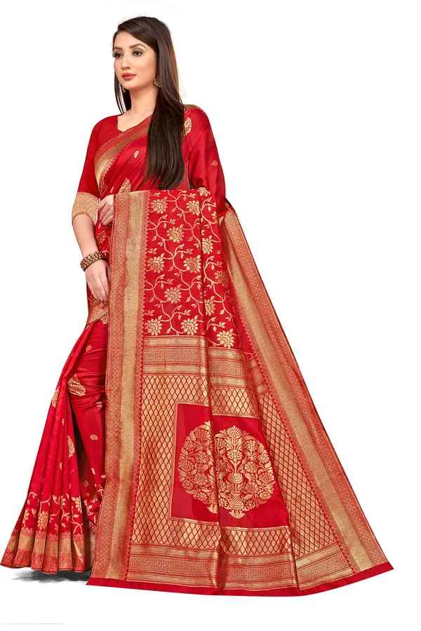 Red_Silk___Premium_&_Elegant_Banarasi_Saree_With_Blouse_Piece_For_Women