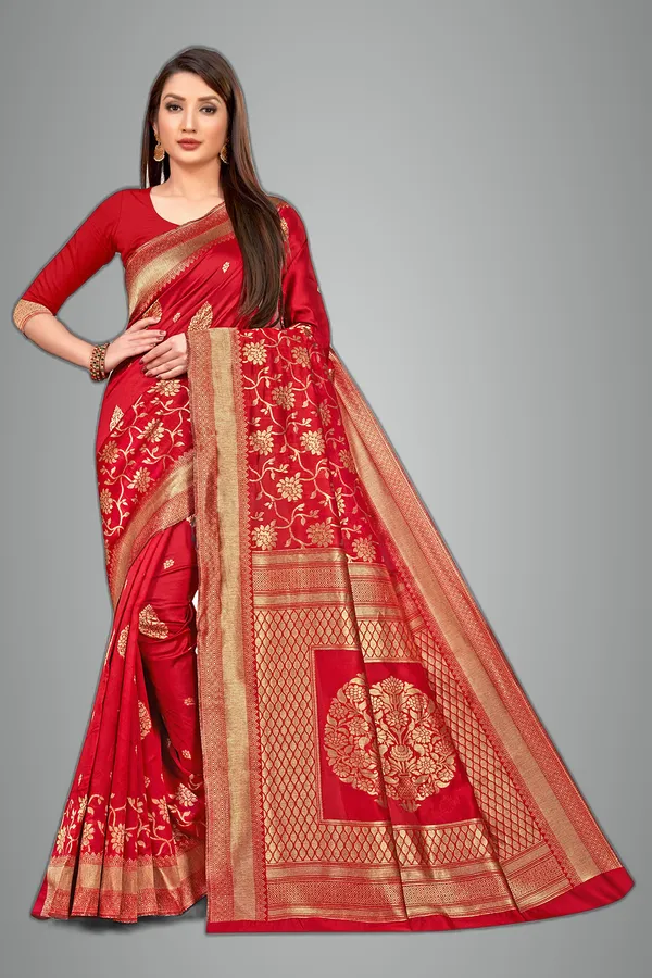 Red_Silk___Premium_&_Elegant_Banarasi_Saree_With_Blouse_Piece_For_Women