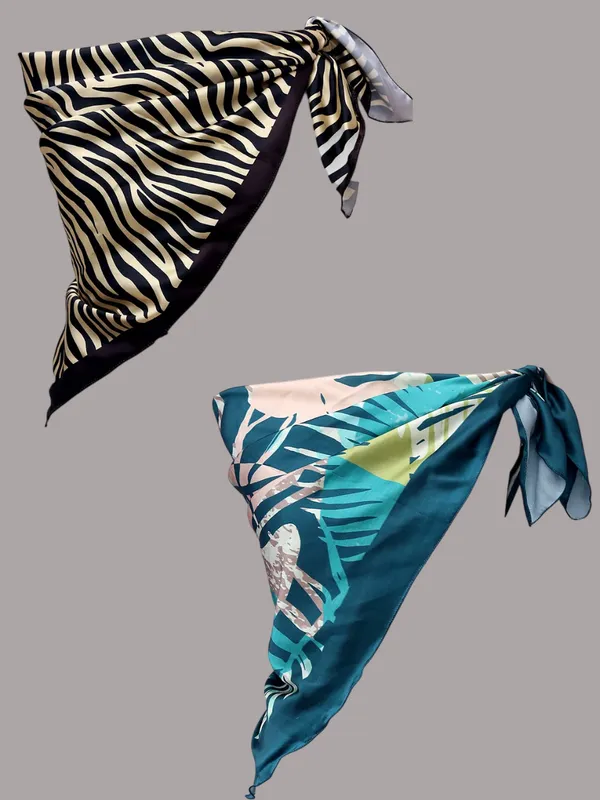 Turquoise_&_Golden_Black_Polyester_Satin_Silk_Premium_&_Elegant_Digital_Printed_Square_Scarf_For_Women_(Pack_Of_2)