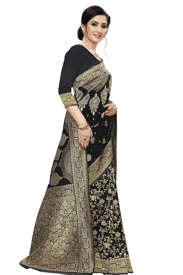 Black_Poly_Silk_Jacquard_Premium_&_Elegant_(_Jacquard_)_Banarasi_Saree_With_Blouse_Piece_For_Women