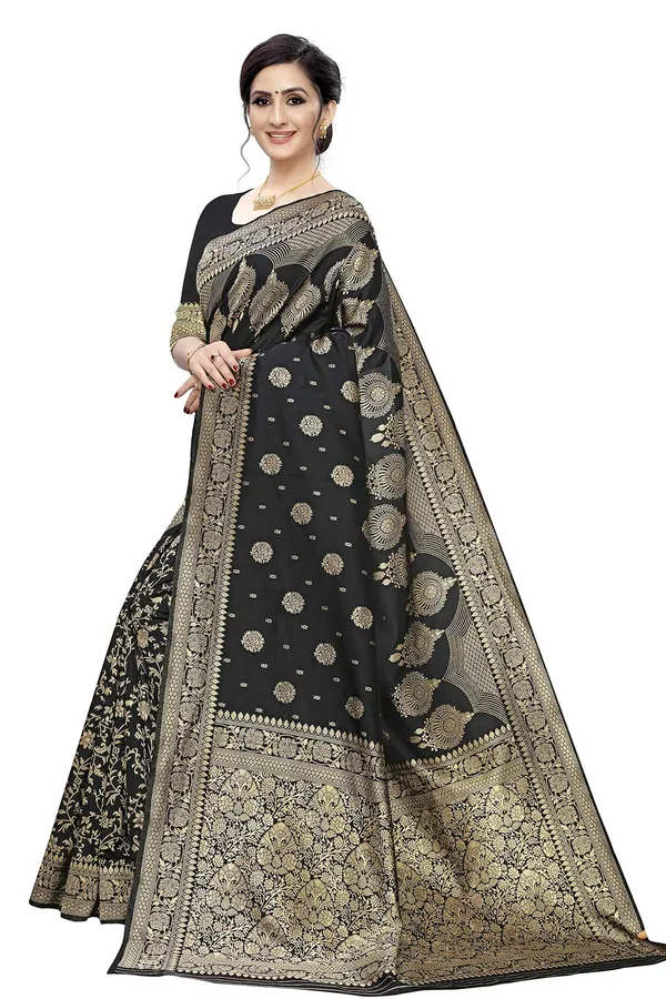 Black_Poly_Silk_Jacquard_Premium_&_Elegant_(_Jacquard_)_Banarasi_Saree_With_Blouse_Piece_For_Women