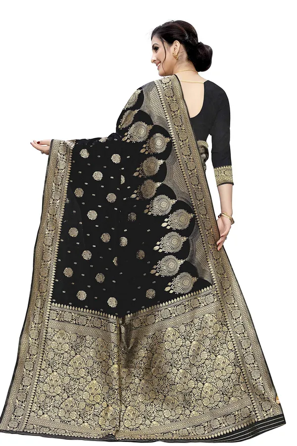 Black_Poly_Silk_Jacquard_Premium_&_Elegant_(_Jacquard_)_Banarasi_Saree_With_Blouse_Piece_For_Women