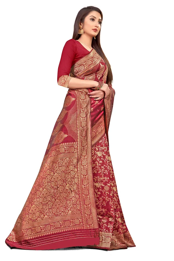 Magenta_Poly_Silk_Jacquard_Premium_&_Elegant_(_Jacquard_)_Banarasi_Saree_With_Blouse_Piece_For_Women