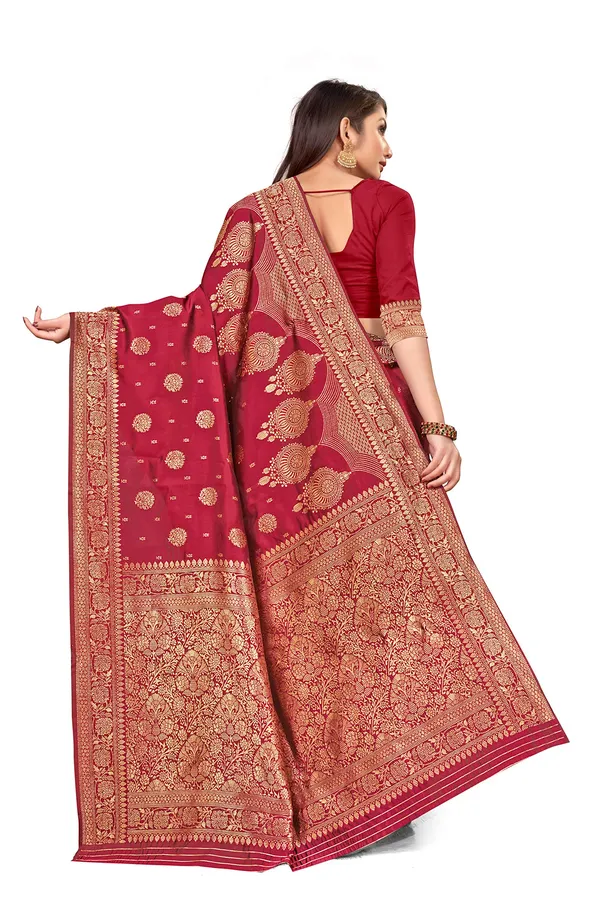 Magenta_Poly_Silk_Jacquard_Premium_&_Elegant_(_Jacquard_)_Banarasi_Saree_With_Blouse_Piece_For_Women