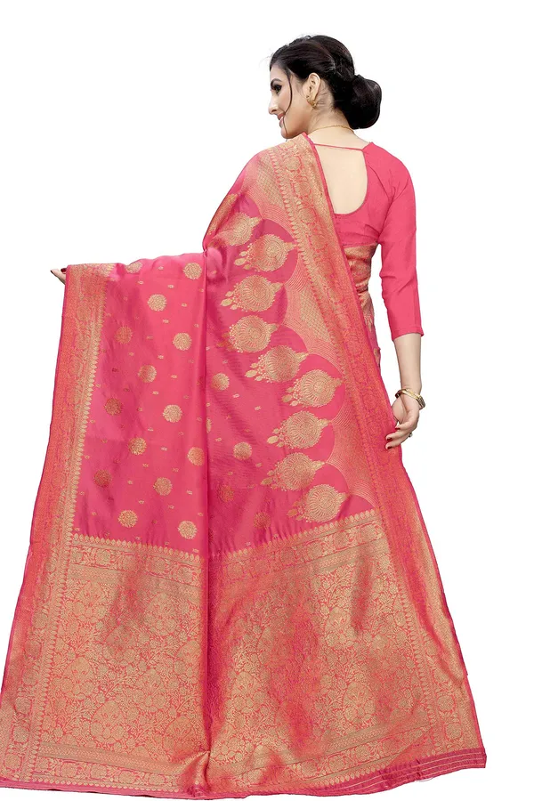 Pink_Poly_Silk_Jacquard_Premium_&_Elegant_(_Jacquard_)_Banarasi_Saree_With_Blouse_Piece_For_Women