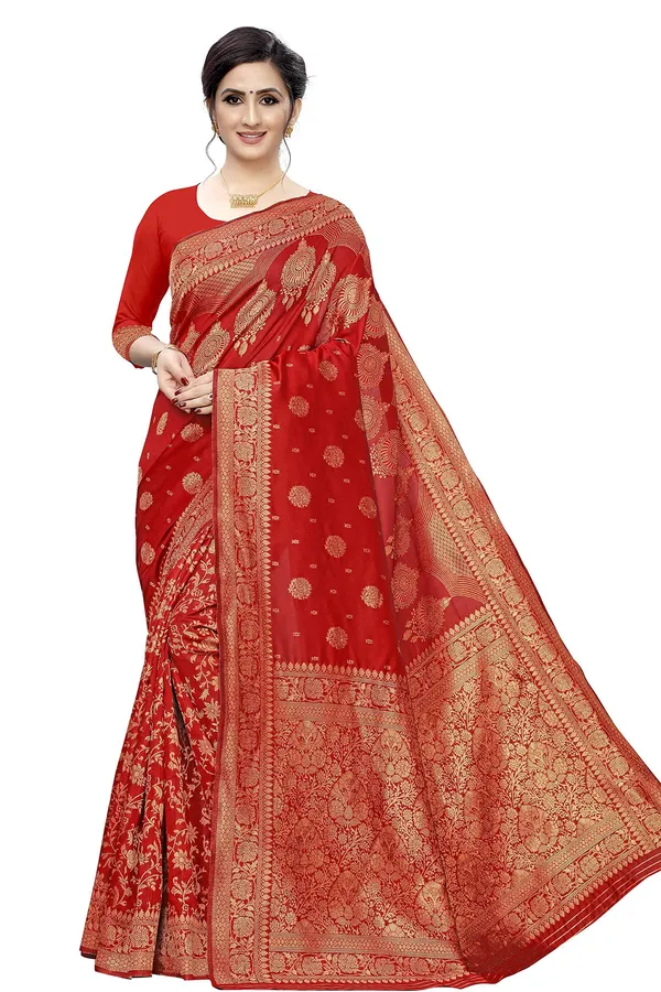 Red_Poly_Silk_Jacquard_Premium_&_Elegant_(_Jacquard_)_Banarasi_Saree_With_Blouse_Piece_For_Women