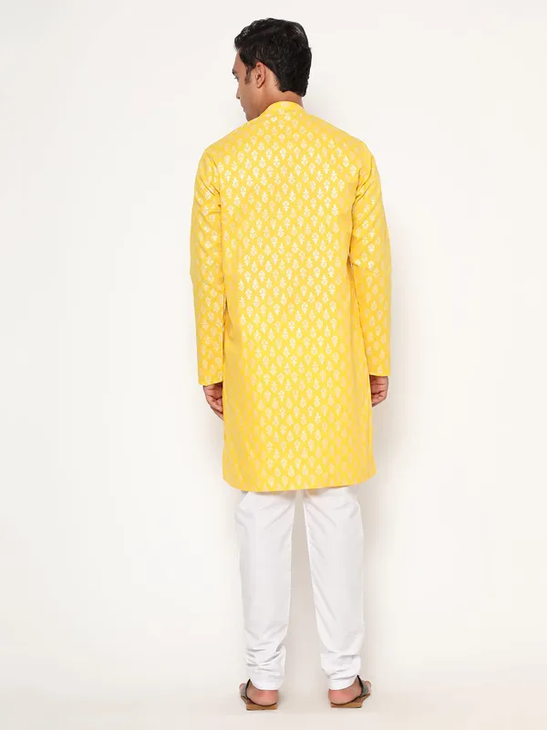 Lemon_Yellow_Dupion_Silk_Premium_&_Elegant_Regular_Kurta_&_Pajama_Set_For_Men