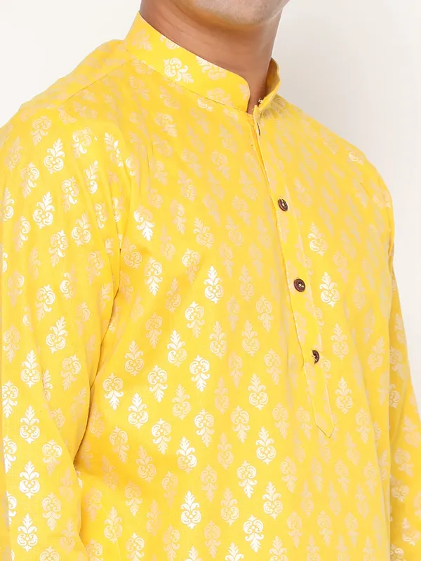 Lemon_Yellow_Dupion_Silk_Premium_&_Elegant_Regular_Kurta_&_Pajama_Set_For_Men