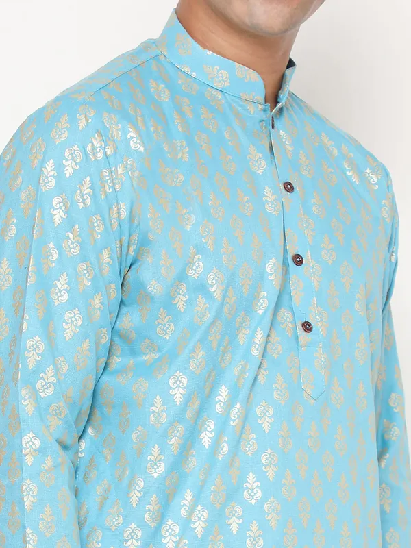 Blue_Dupion_Silk_Premium_&_Elegant_Regular_Kurta_&_Pajama_Set_For_Men