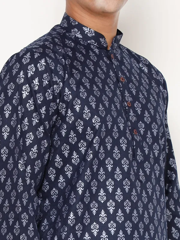 Navy_Blue_Dupion_Silk_Premium_&_Elegant_Regular_Kurta_&_Pajama_Set_For_Men