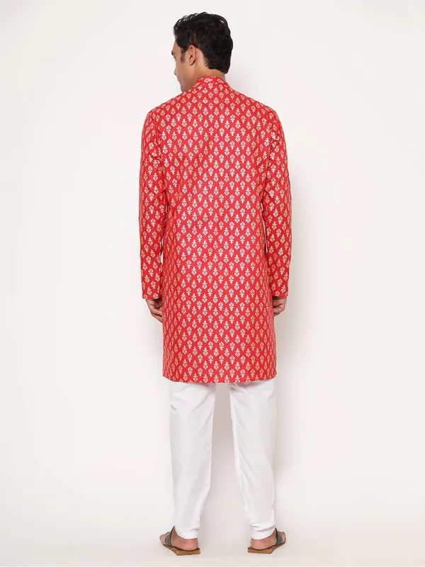 Red_Dupion_Silk_Premium_&_Elegant_Regular_Kurta_&_Pajama_Set_For_Men