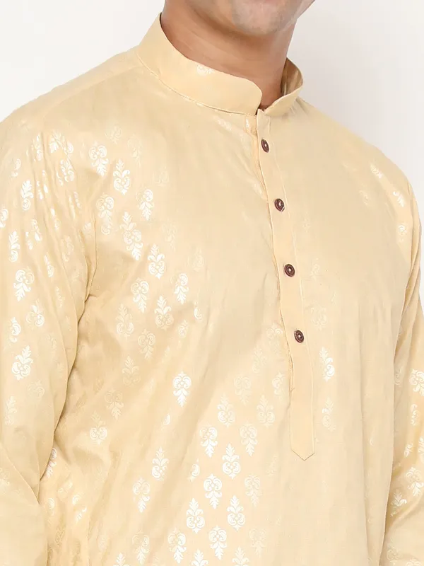 Yellow_Dupion_Silk_Premium_&_Elegant_Regular_Kurta_&_Pajama_Set_For_Men