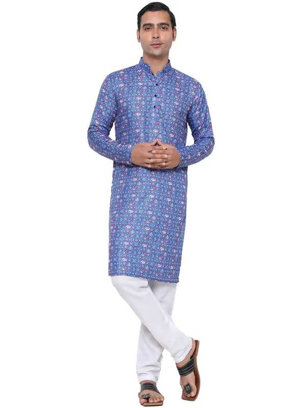 Blue_Cotton___Premium_&_Elegant_Regular_Kurta_&_Pajama_Set_For_Men