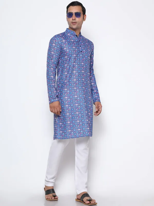 Blue_Cotton___Premium_&_Elegant_Regular_Kurta_&_Pajama_Set_For_Men