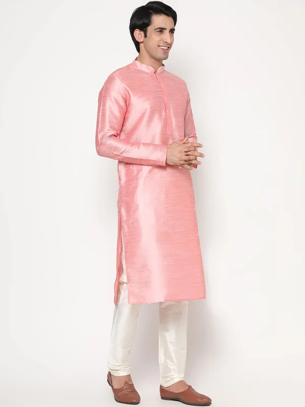 Baby_Pink_Dupion_Silk_Premium_&_Elegant_Regular_Kurta_&_Pajama_Set_For_Men