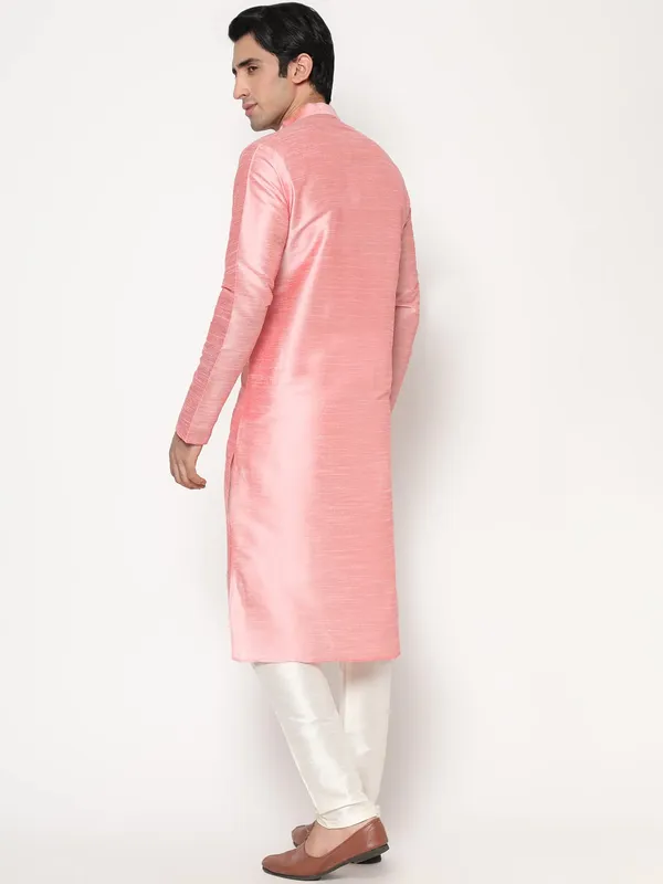 Baby_Pink_Dupion_Silk_Premium_&_Elegant_Regular_Kurta_&_Pajama_Set_For_Men