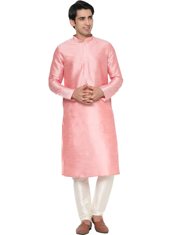 Baby_Pink_Dupion_Silk_Premium_&_Elegant_Regular_Kurta_&_Pajama_Set_For_Men