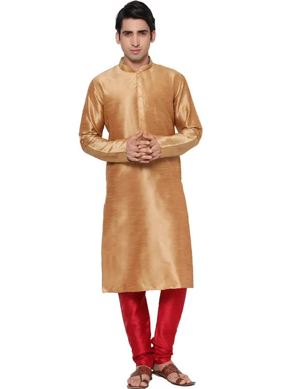 Cream_Dupion_Silk_Premium_&_Elegant_Regular_Kurta_&_Pajama_Set_For_Men