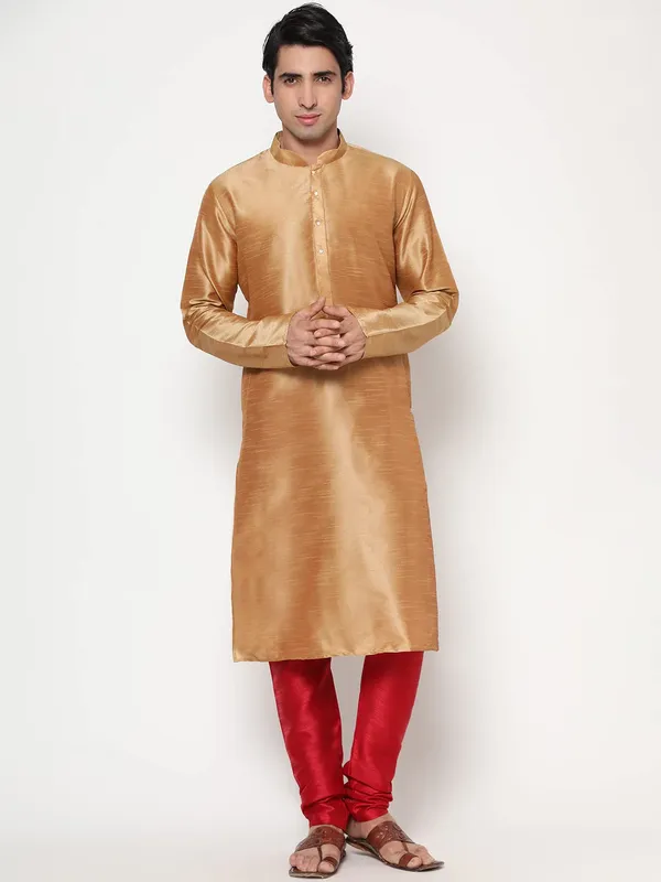 Cream_Dupion_Silk_Premium_&_Elegant_Regular_Kurta_&_Pajama_Set_For_Men