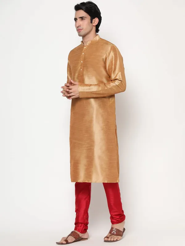 Cream_Dupion_Silk_Premium_&_Elegant_Regular_Kurta_&_Pajama_Set_For_Men