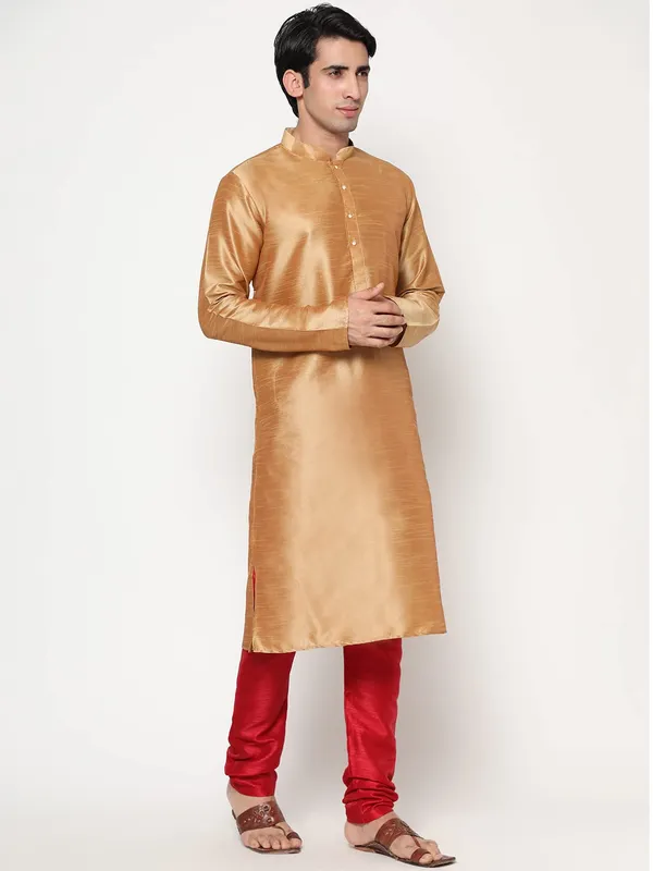 Cream_Dupion_Silk_Premium_&_Elegant_Regular_Kurta_&_Pajama_Set_For_Men
