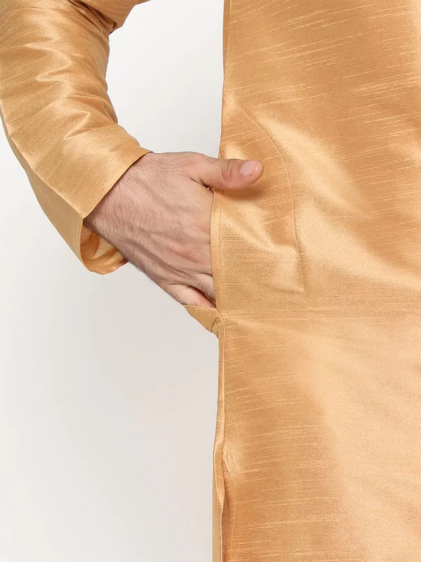 Gold_Dupion_Silk_Premium_&_Elegant_Regular_Kurta_&_Pajama_Set_For_Men
