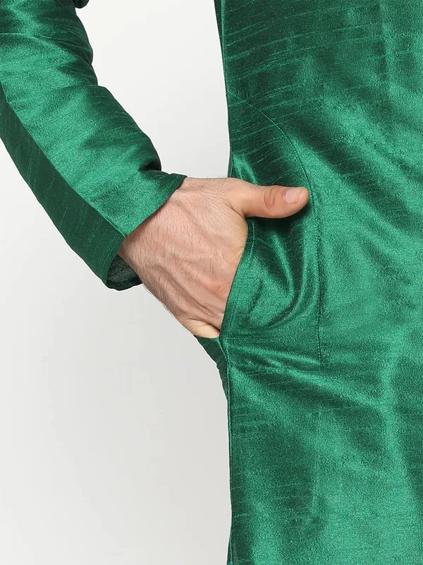 Green_Dupion_Silk_Premium_&_Elegant_Regular_Kurta_&_Pajama_Set_For_Men