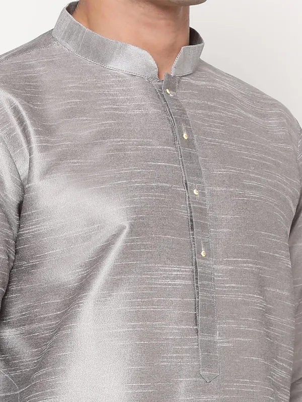 Grey_Dupion_Silk_Premium_&_Elegant_Regular_Kurta_&_Pajama_Set_For_Men