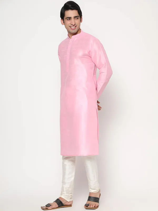 Pink_Dupion_Silk_Premium_&_Elegant_Regular_Kurta_&_Pajama_Set_For_Men