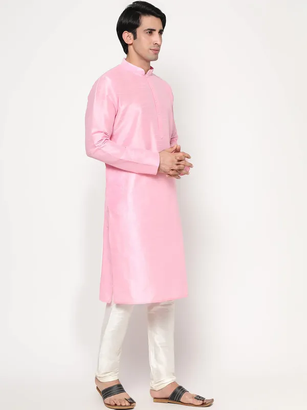 Pink_Dupion_Silk_Premium_&_Elegant_Regular_Kurta_&_Pajama_Set_For_Men