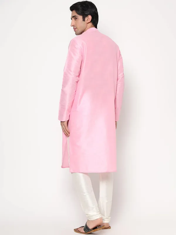 Pink_Dupion_Silk_Premium_&_Elegant_Regular_Kurta_&_Pajama_Set_For_Men