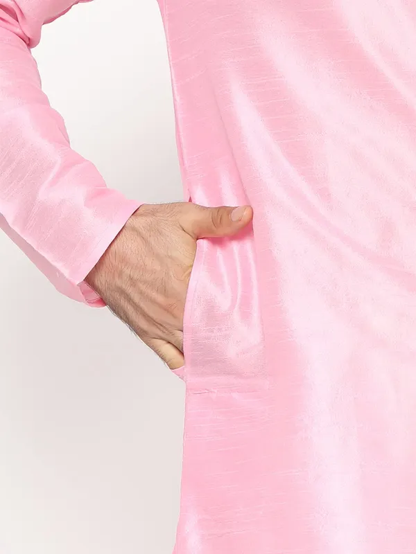 Pink_Dupion_Silk_Premium_&_Elegant_Regular_Kurta_&_Pajama_Set_For_Men