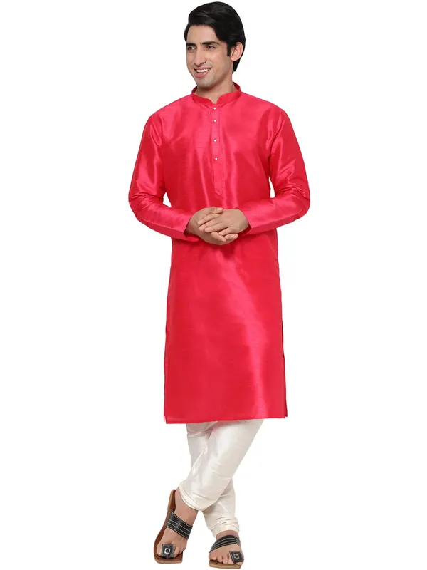 Rose_Madder_Dupion_Silk_Premium_&_Elegant_Regular_Kurta_&_Pajama_Set_For_Men