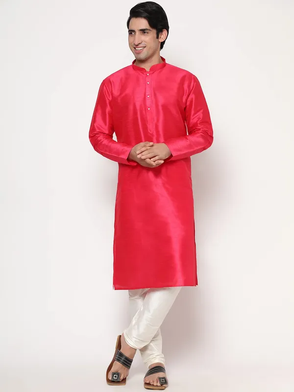 Rose_Madder_Dupion_Silk_Premium_&_Elegant_Regular_Kurta_&_Pajama_Set_For_Men