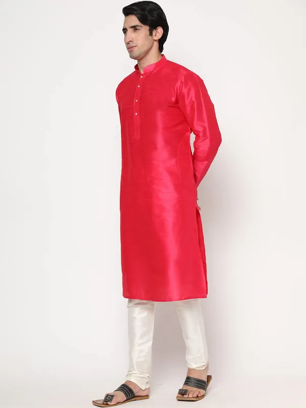 Rose_Madder_Dupion_Silk_Premium_&_Elegant_Regular_Kurta_&_Pajama_Set_For_Men
