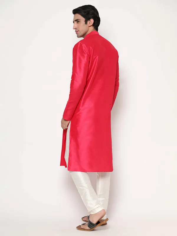 Rose_Madder_Dupion_Silk_Premium_&_Elegant_Regular_Kurta_&_Pajama_Set_For_Men