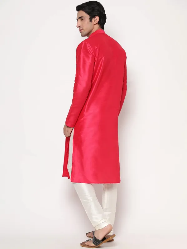 Rose_Madder_Dupion_Silk_Premium_&_Elegant_Regular_Kurta_&_Pajama_Set_For_Men