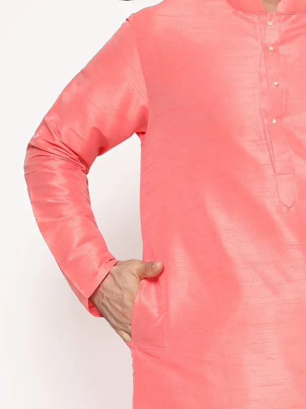 Rose_Pink_Dupion_Silk_Premium_&_Elegant_Regular_Kurta_&_Pajama_Set_For_Men