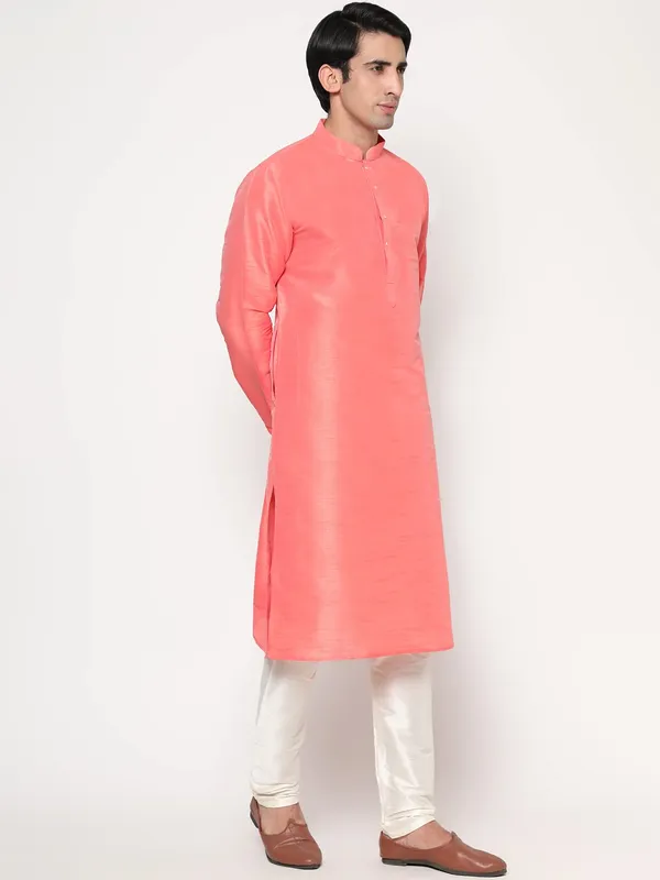 Rose_Pink_Dupion_Silk_Premium_&_Elegant_Regular_Kurta_&_Pajama_Set_For_Men
