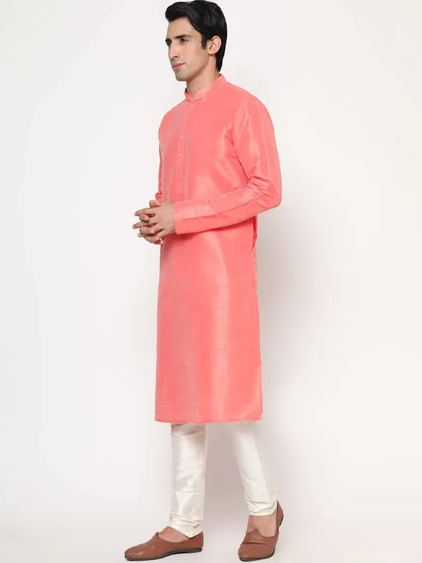 Rose_Pink_Dupion_Silk_Premium_&_Elegant_Regular_Kurta_&_Pajama_Set_For_Men
