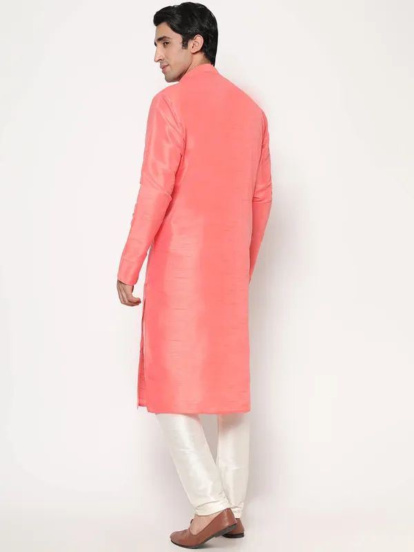 Rose_Pink_Dupion_Silk_Premium_&_Elegant_Regular_Kurta_&_Pajama_Set_For_Men