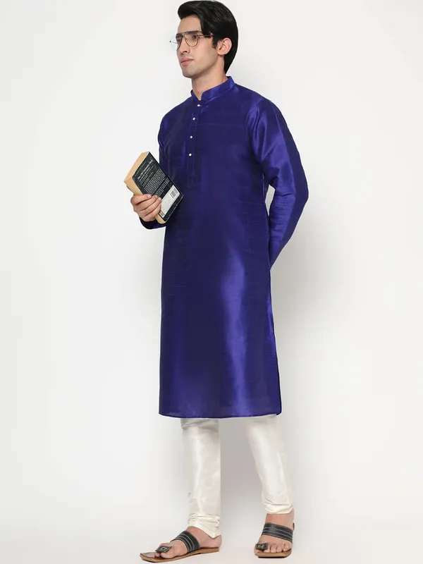 Royal_Blue_Dupion_Silk_Premium_&_Elegant_Regular_Kurta_&_Pajama_Set_For_Men