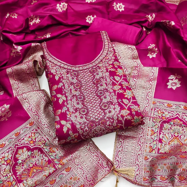 Magenta_Banarasi_Silk_Salwar_Suit_Dress_Material_With_Zardosi_Handwork_&_Jacquard_Dupatta_Unstitched