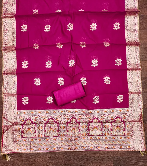 Magenta_Banarasi_Silk_Salwar_Suit_Dress_Material_With_Zardosi_Handwork_&_Jacquard_Dupatta_Unstitched