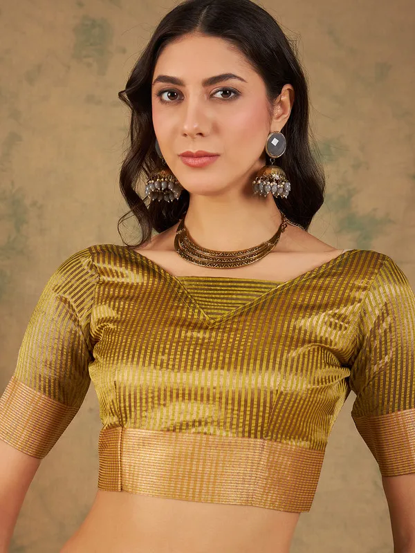 Lime_Cotton_Organza_Premium_&_Elegant_(_Graceful_Zari_)_Saree_With_Blouse_Piece_For_Women