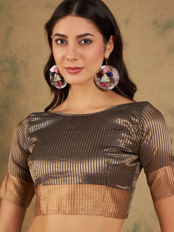 Navyblue_Cotton_Organza_Premium_&_Elegant_(_Graceful_Zari_)_Saree_With_Blouse_Piece_For_Women