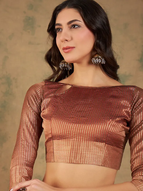 Rust_Cotton_Organza_Premium_&_Elegant_(_Graceful_Zari_)_Saree_With_Blouse_Piece_For_Women