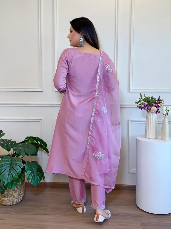 Lavender_Silk___Sequence_Embroidered_With_Flared_Anarkali_Gown_Set_For_Women