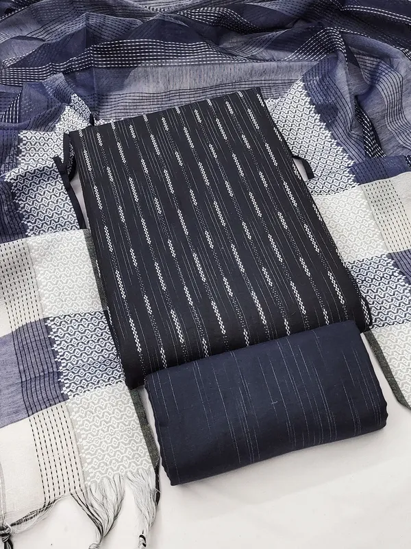 Leeza_Store_Women’s_Navy_Blue_Cotton_Jacquard_Salwar_Suit_Dress_Material_With_Minimal_Ethnic_Motifs,_Solid_Cotton_Bottom_&_Chinnon_Saburi_Dupatta_With_Cut_Work_–_Unstit